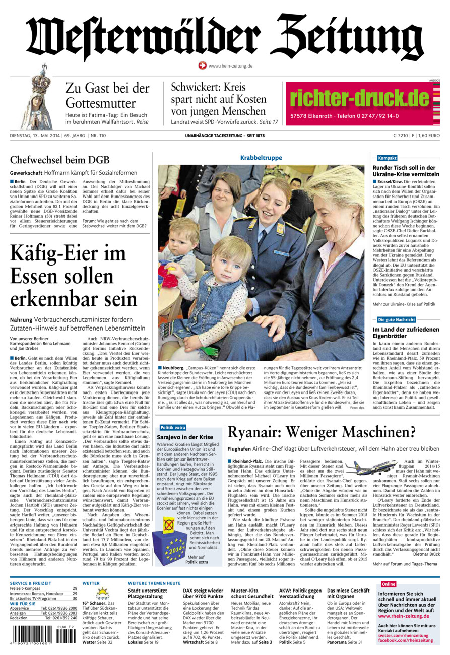 Westerwälder Zeitung vom Dienstag, 13.05.2014