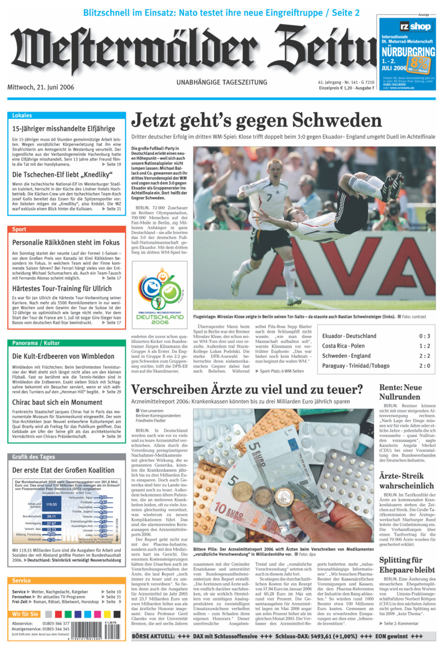 Westerwälder Zeitung vom Mittwoch, 21.06.2006