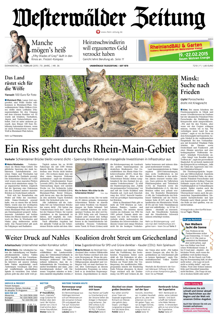 Westerwälder Zeitung vom Donnerstag, 12.02.2015