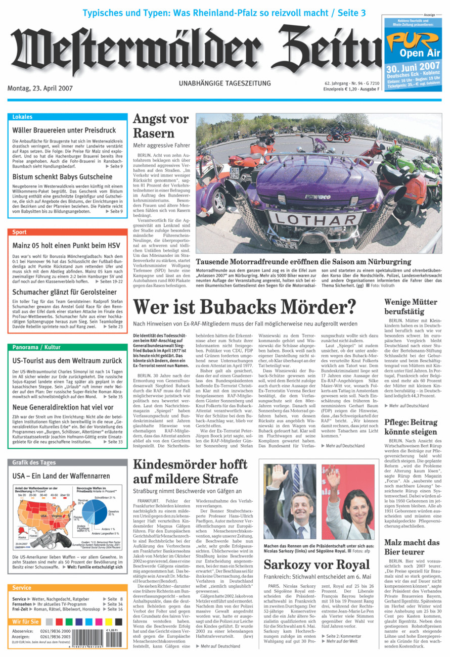 Westerwälder Zeitung vom Montag, 23.04.2007