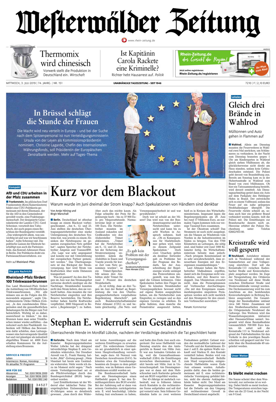 Westerwälder Zeitung vom Mittwoch, 03.07.2019