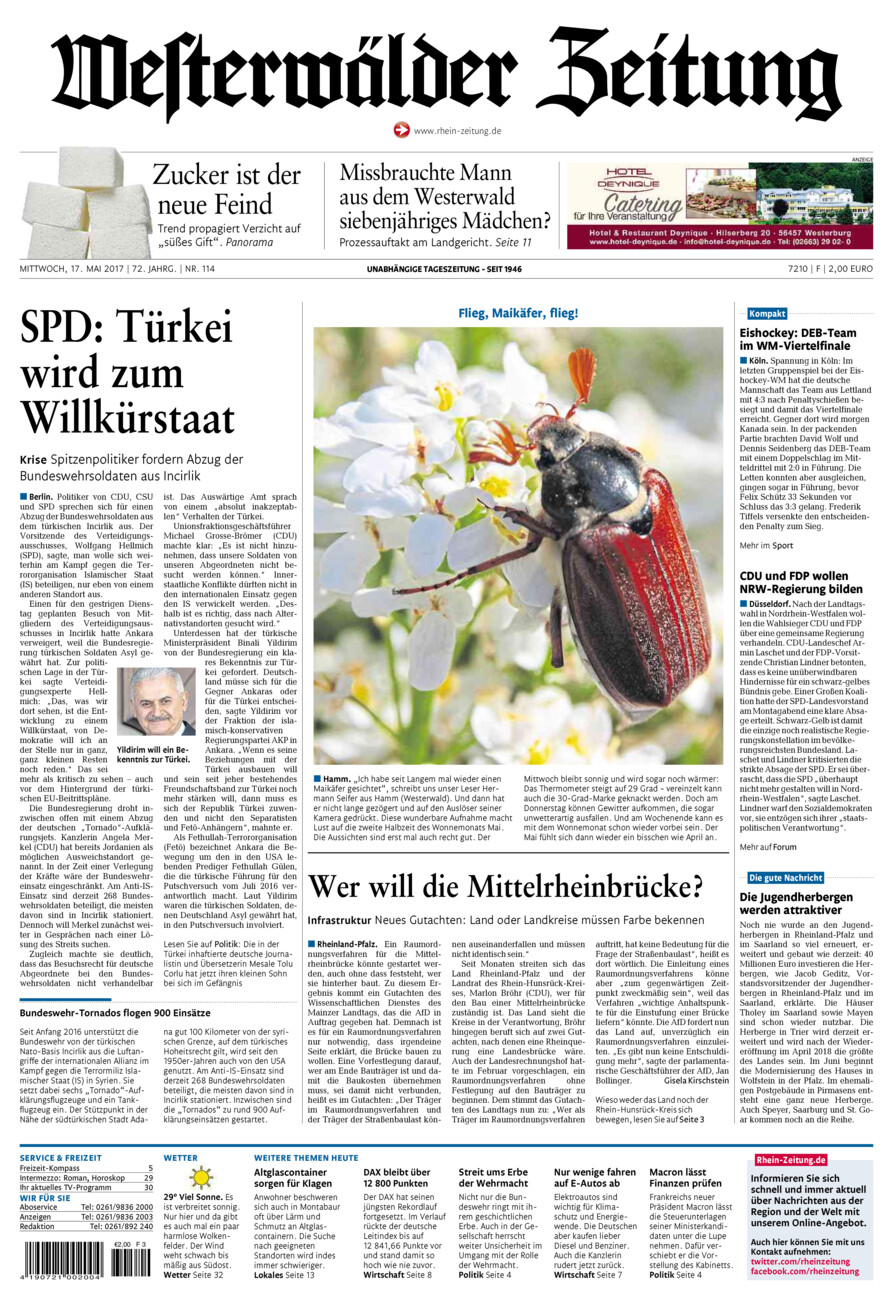 Westerwälder Zeitung vom Mittwoch, 17.05.2017