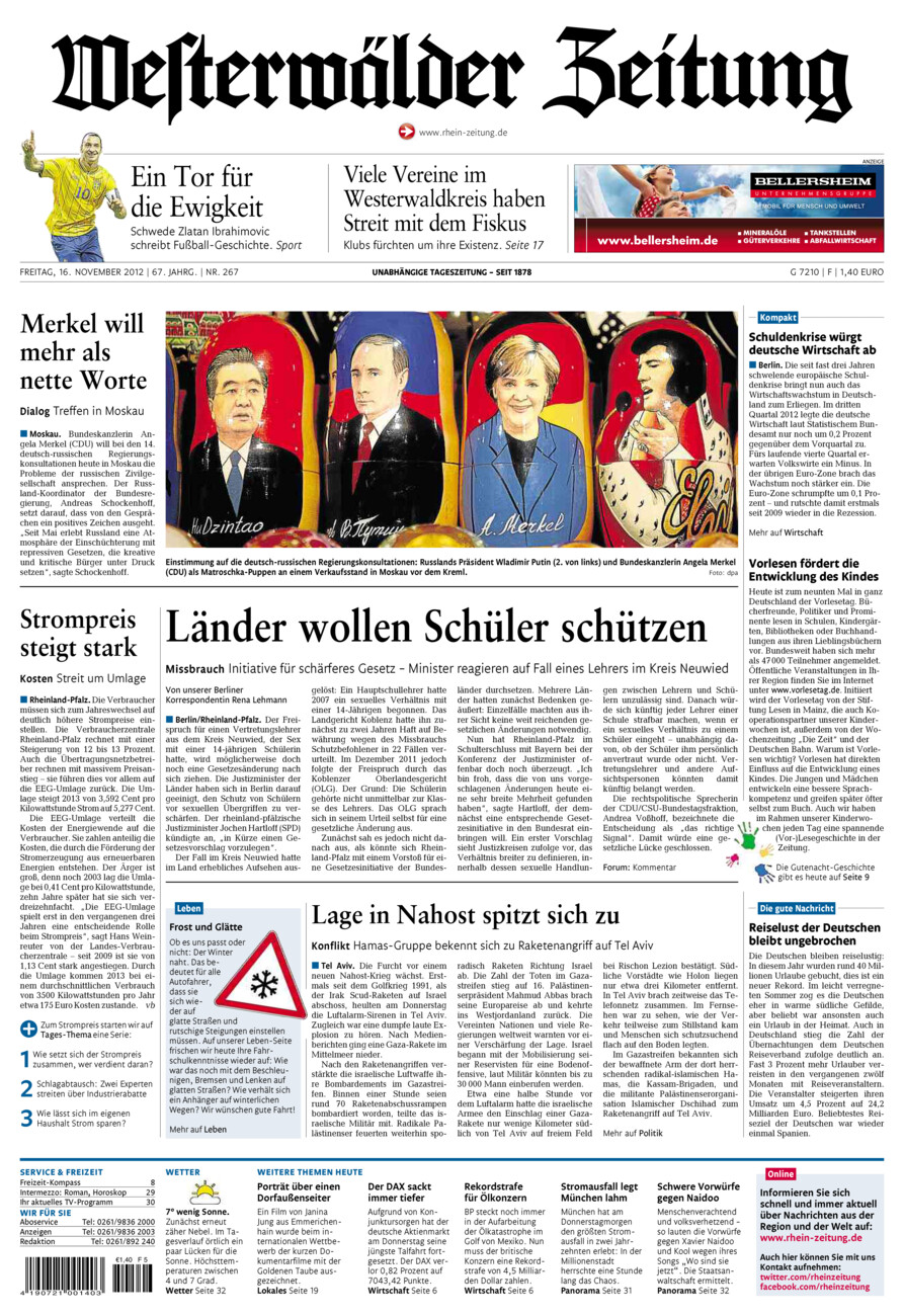 Westerwälder Zeitung vom Freitag, 16.11.2012