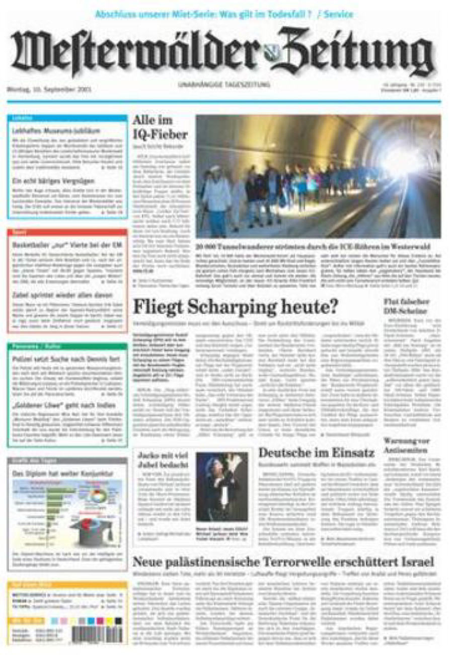 Westerwälder Zeitung vom Montag, 10.09.2001