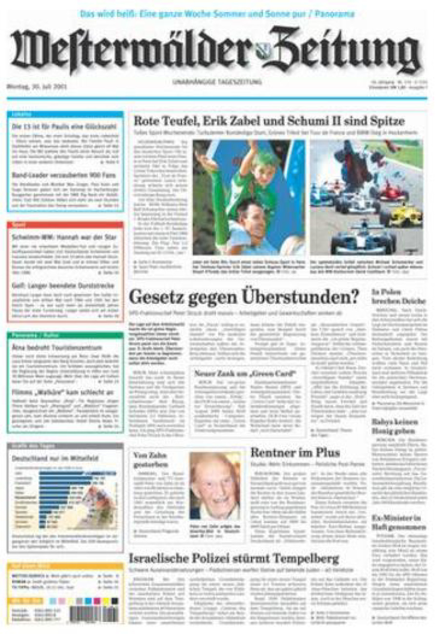 Westerwälder Zeitung vom Montag, 30.07.2001