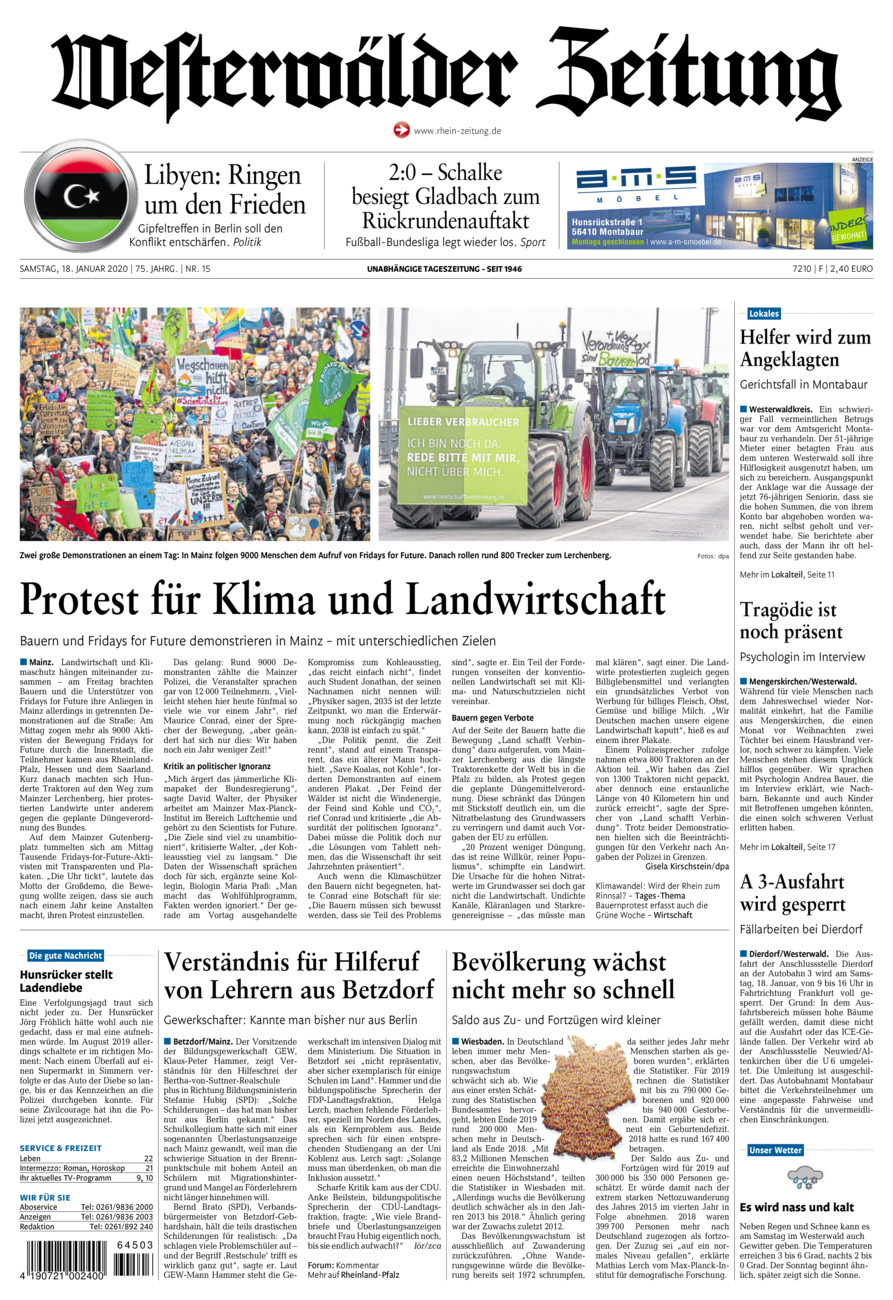 Westerwälder Zeitung vom Samstag, 18.01.2020