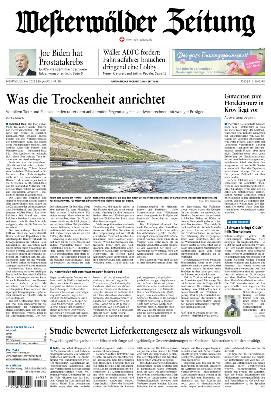 Westerwälder Zeitung vom Dienstag, 20.05.2025