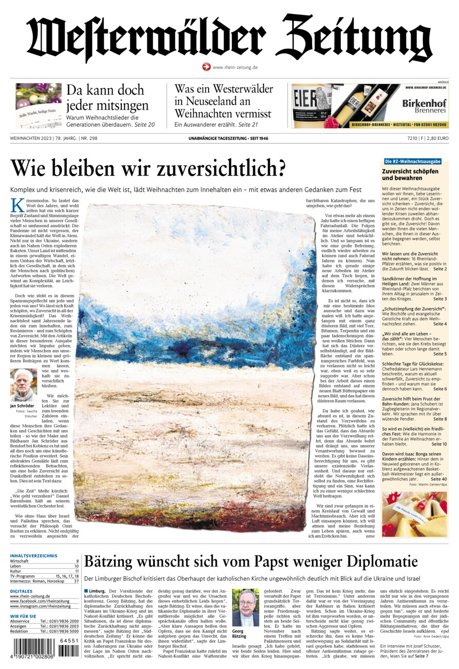 Westerwälder Zeitung vom Samstag, 23.12.2023