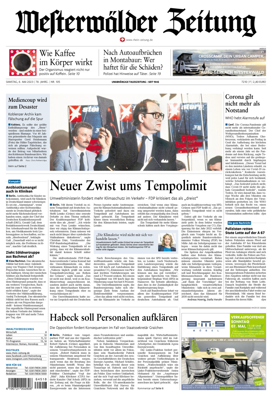 Westerwälder Zeitung vom Samstag, 06.05.2023