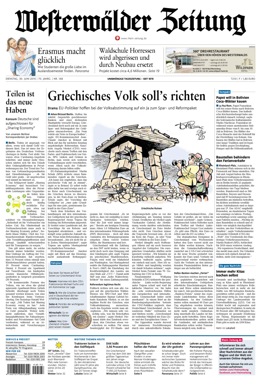 Westerwälder Zeitung vom Dienstag, 30.06.2015