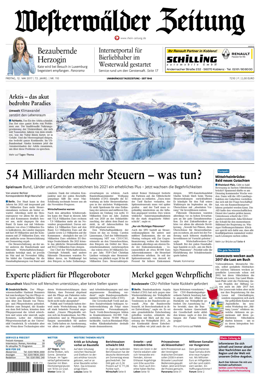 Westerwälder Zeitung vom Freitag, 12.05.2017
