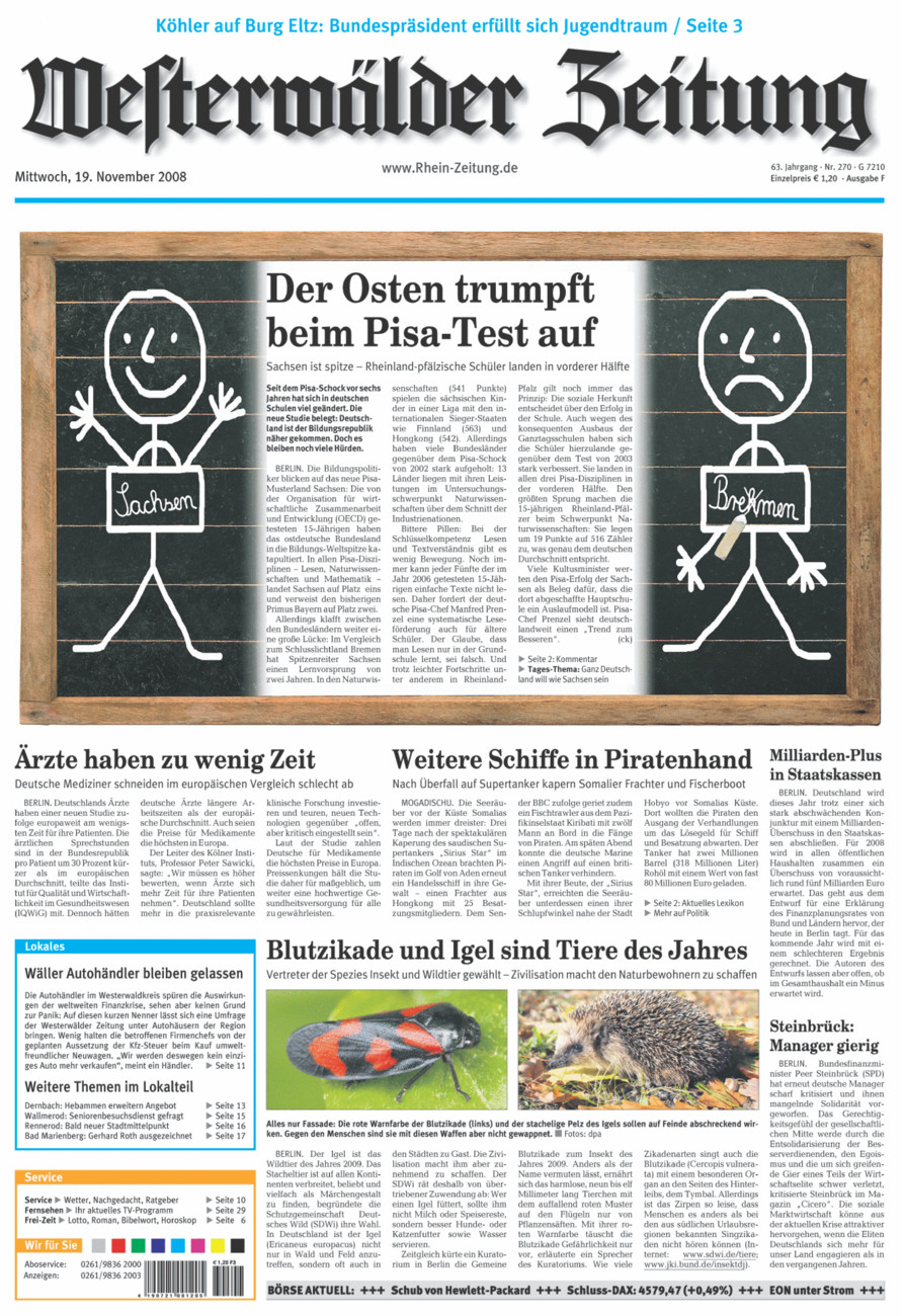 Westerwälder Zeitung vom Mittwoch, 19.11.2008