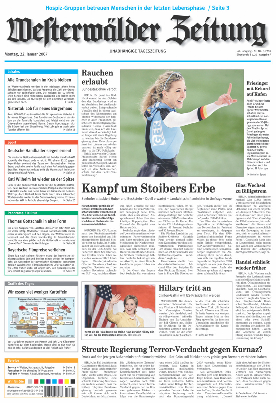 Westerwälder Zeitung vom Montag, 22.01.2007