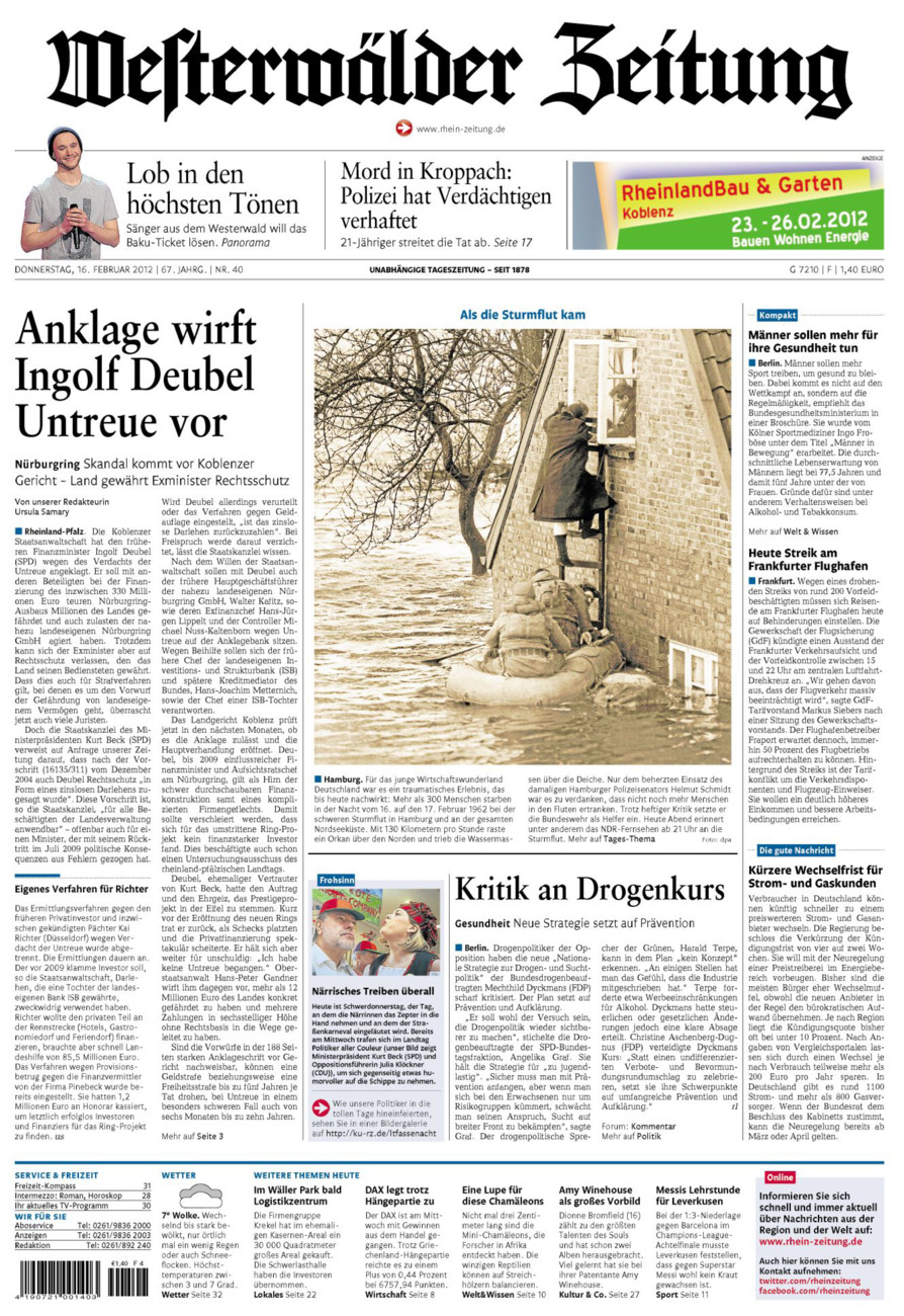 Westerwälder Zeitung vom Donnerstag, 16.02.2012