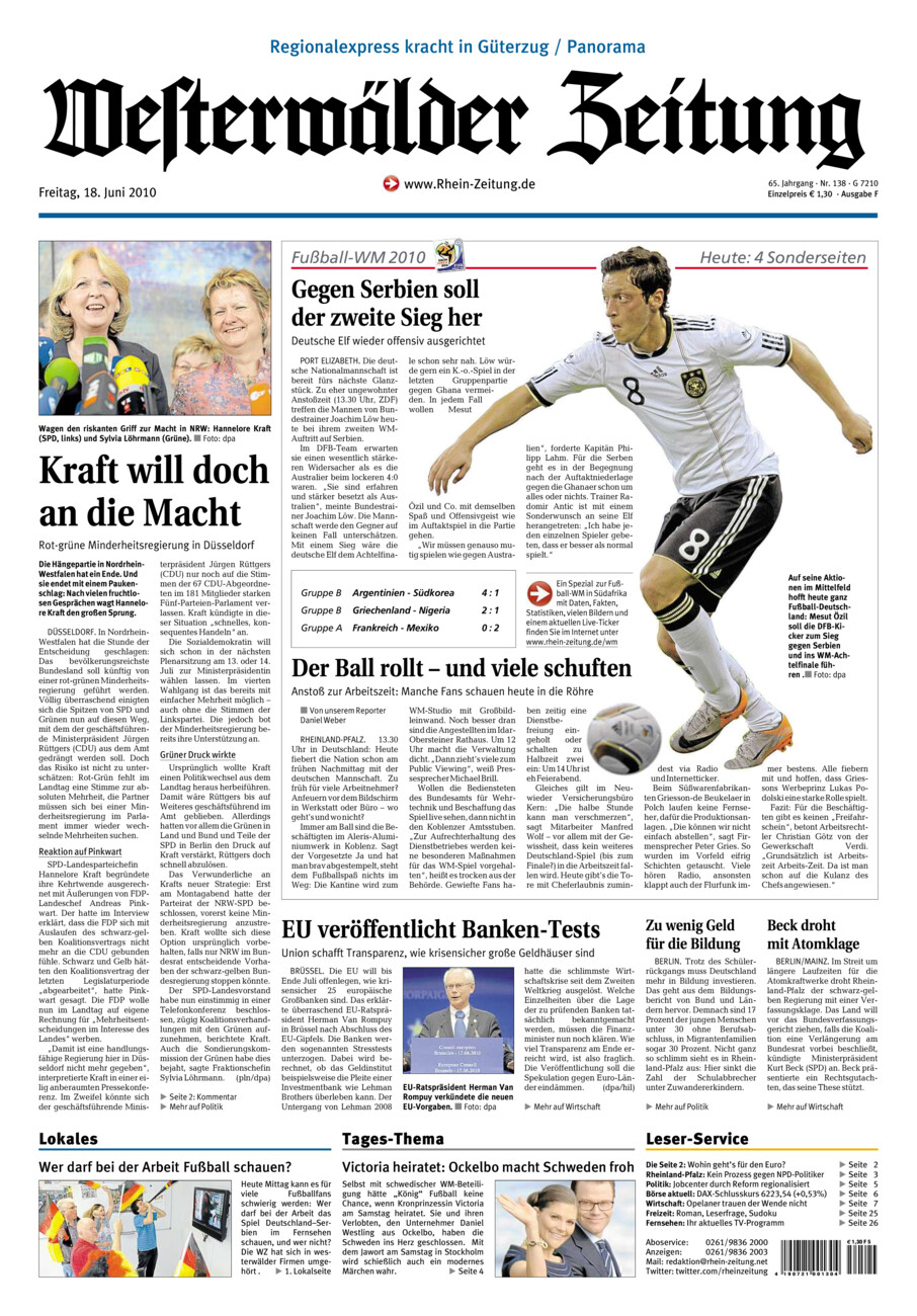 Westerwälder Zeitung vom Freitag, 18.06.2010