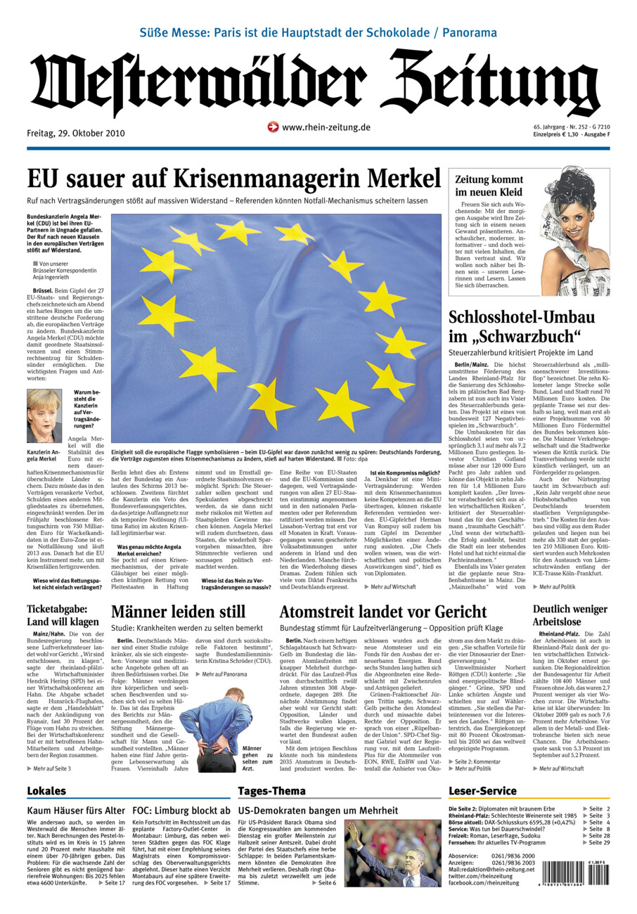 Westerwälder Zeitung vom Freitag, 29.10.2010