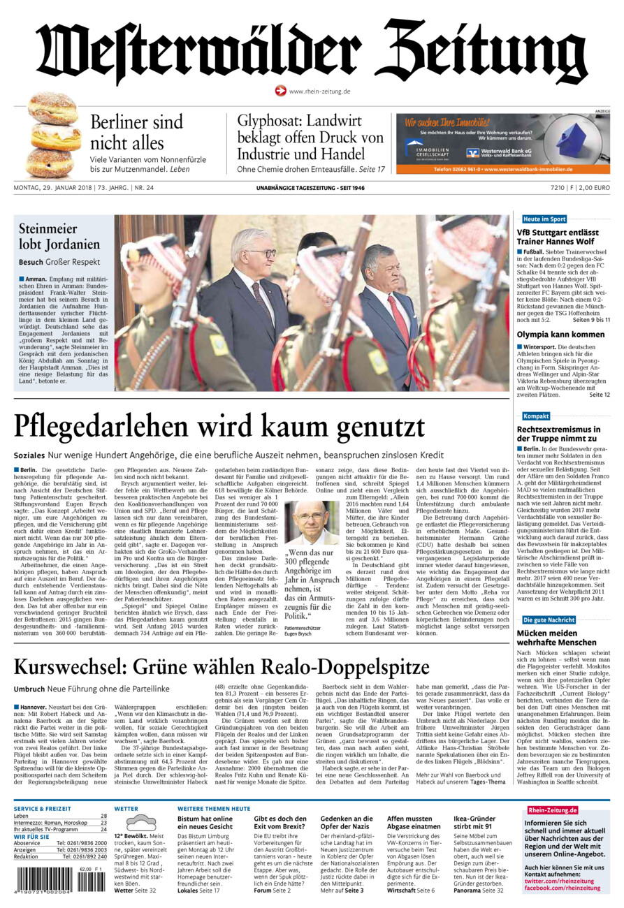 Westerwälder Zeitung vom Montag, 29.01.2018