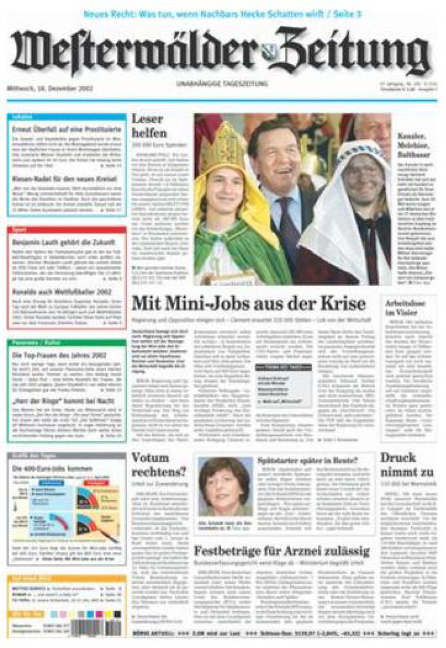 Westerwälder Zeitung vom Mittwoch, 18.12.2002