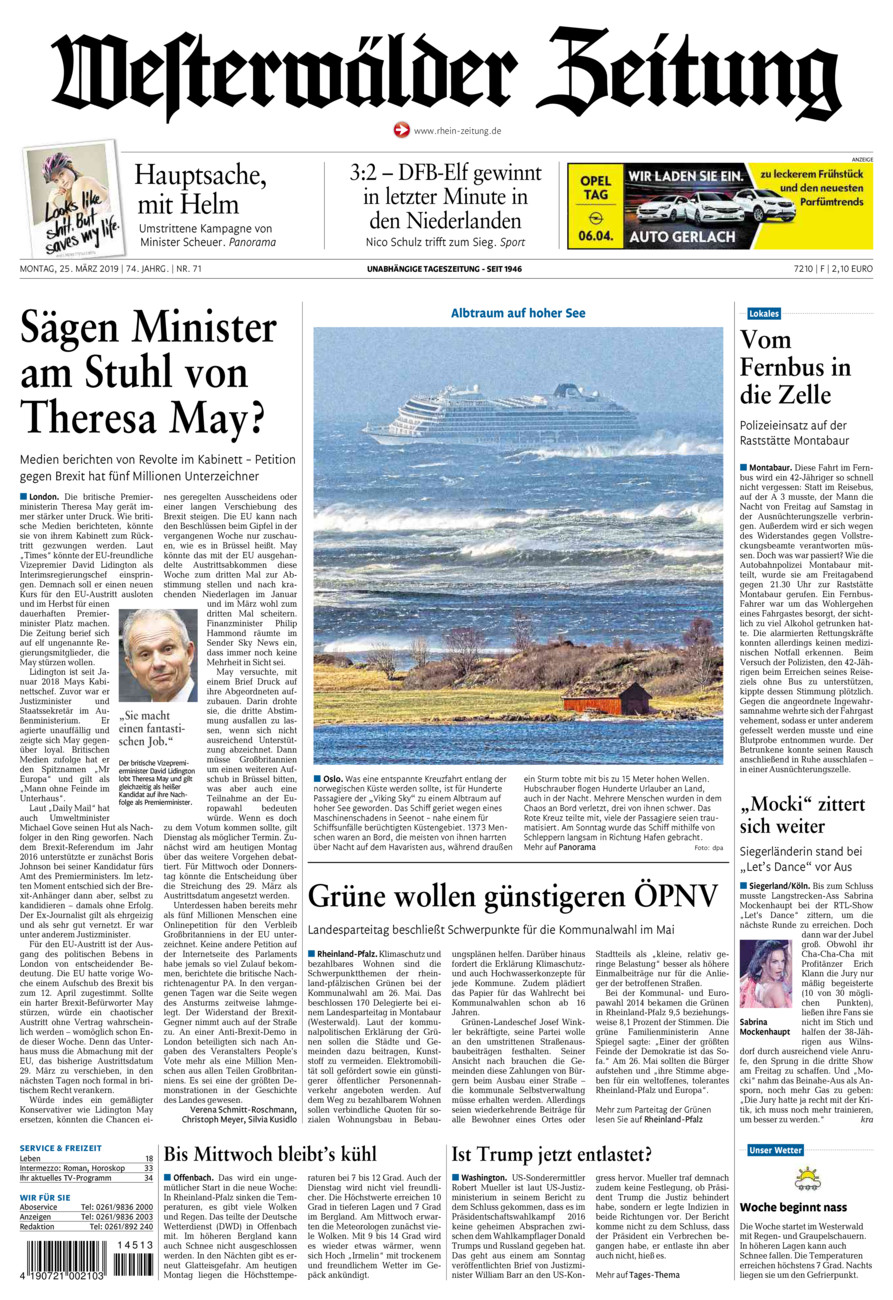 Westerwälder Zeitung vom Montag, 25.03.2019
