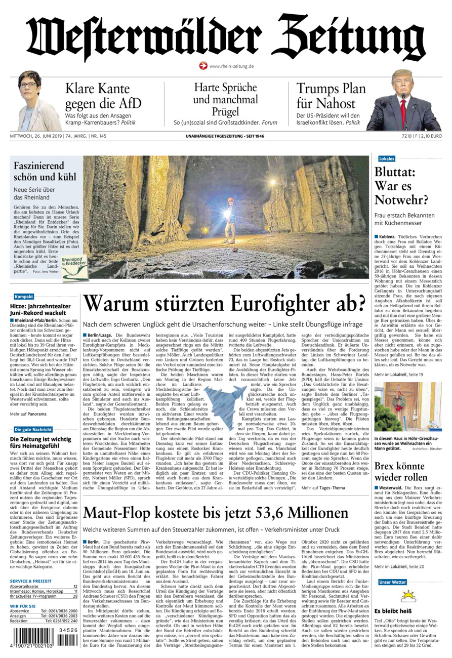 Westerwälder Zeitung vom Mittwoch, 26.06.2019