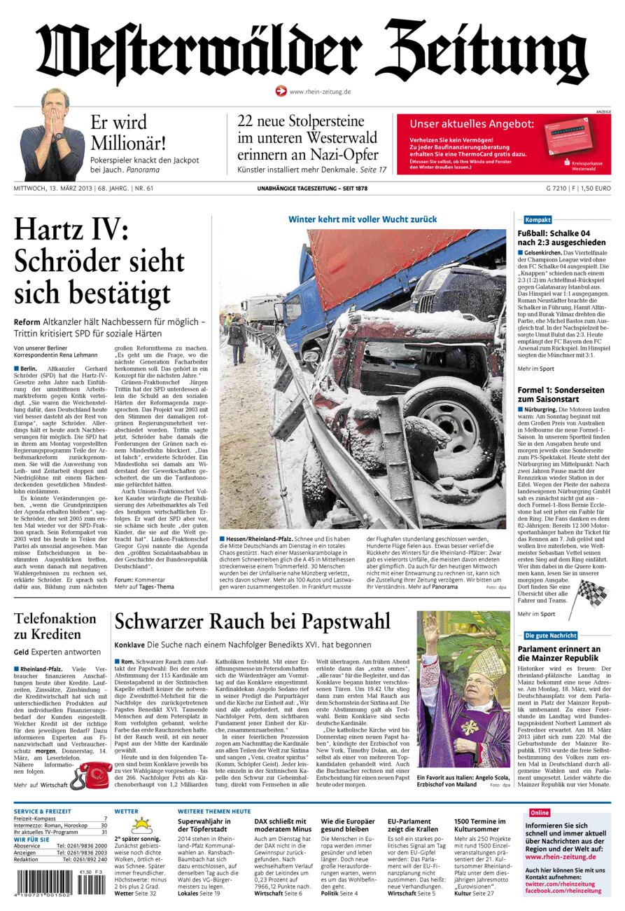Westerwälder Zeitung vom Mittwoch, 13.03.2013