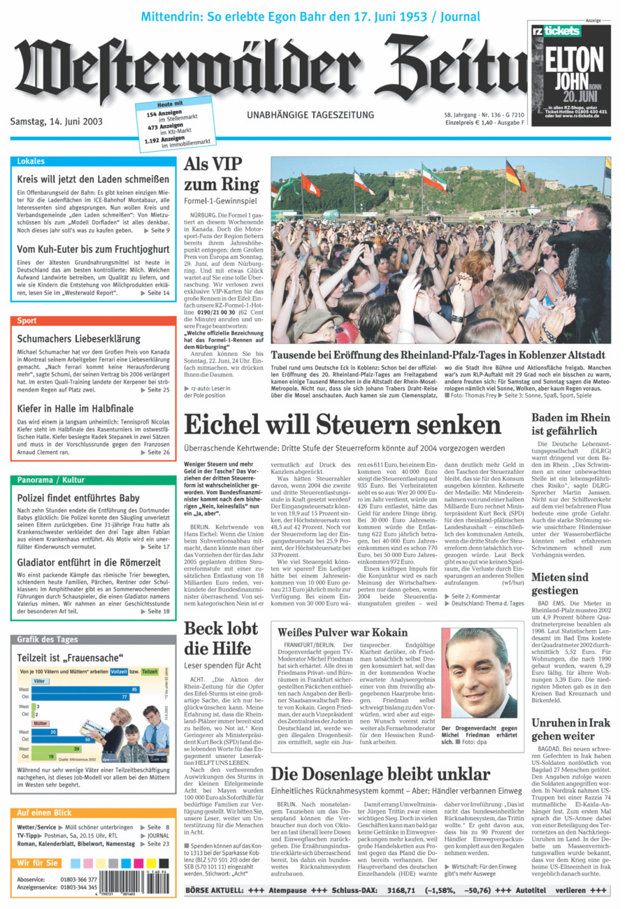 Westerwälder Zeitung vom Samstag, 14.06.2003