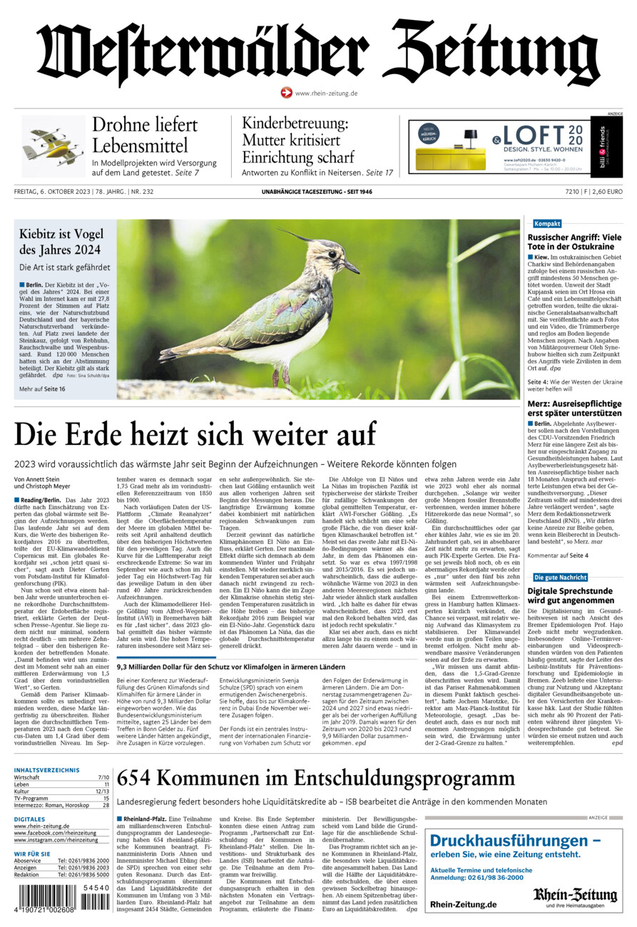 Westerwälder Zeitung vom Freitag, 06.10.2023