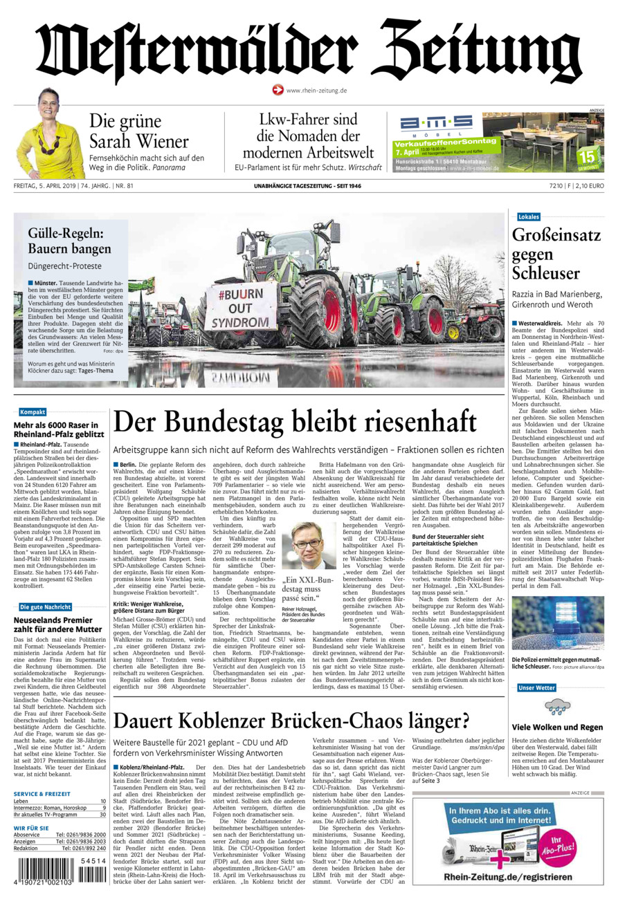Westerwälder Zeitung vom Freitag, 05.04.2019