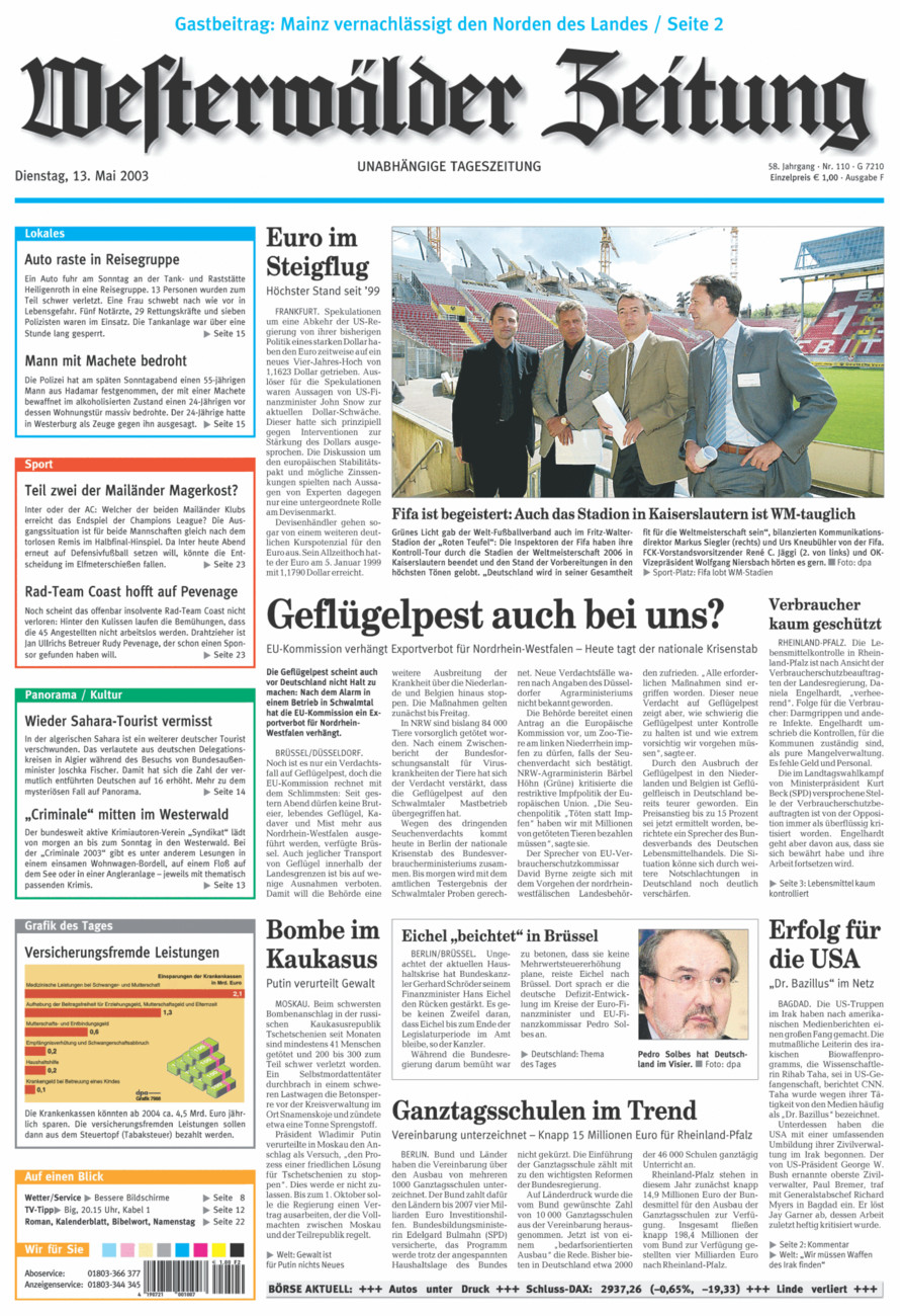 Westerwälder Zeitung vom Dienstag, 13.05.2003