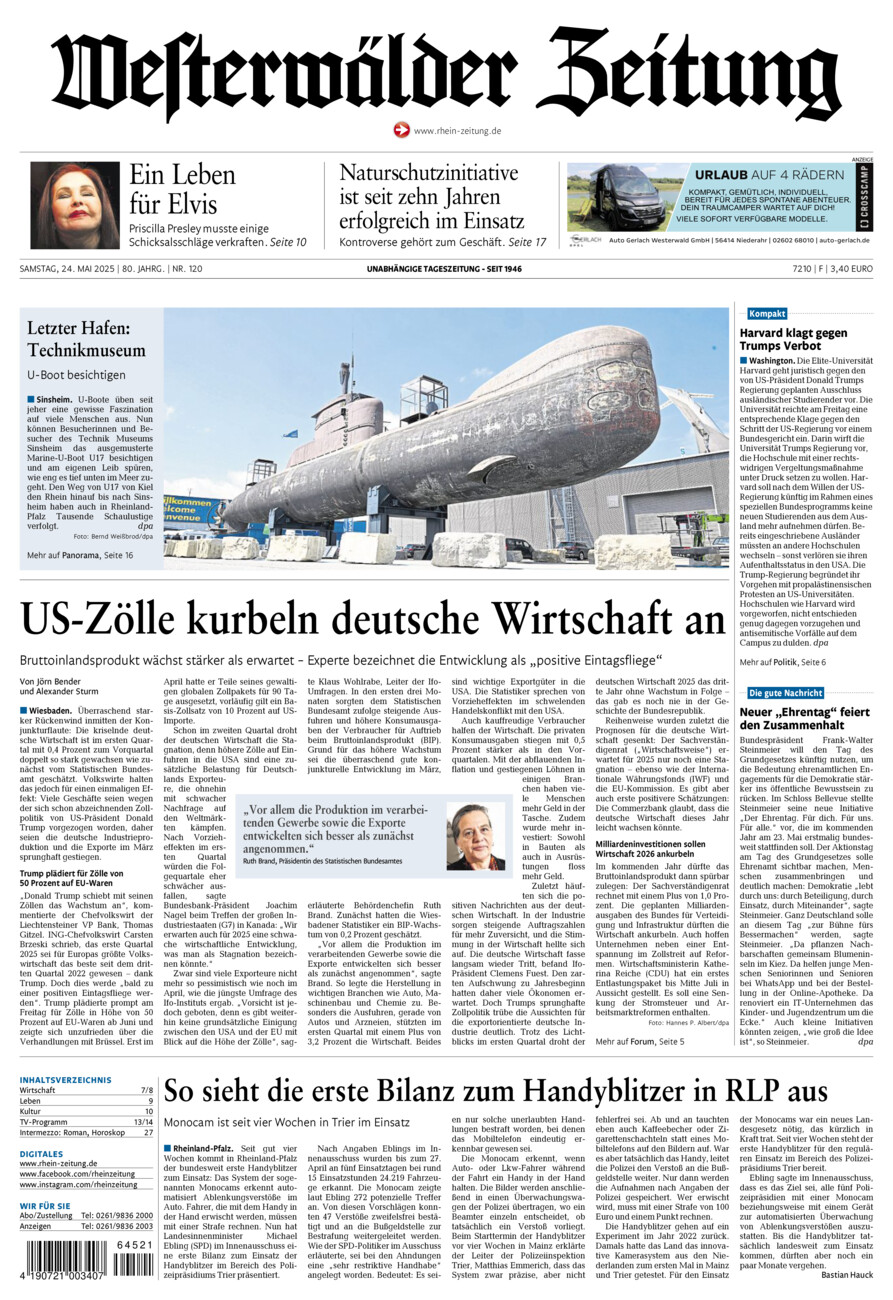 Westerwälder Zeitung vom Samstag, 24.05.2025