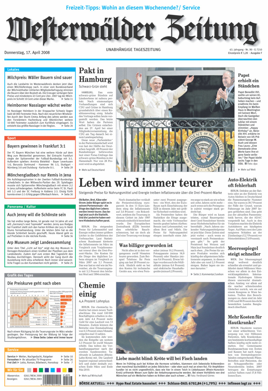 Westerwälder Zeitung vom Donnerstag, 17.04.2008
