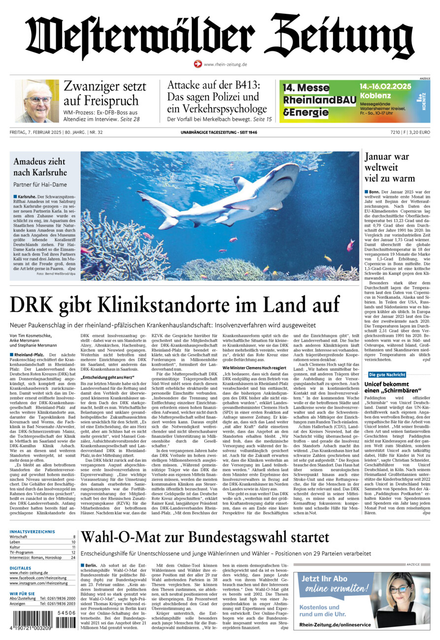 Westerwälder Zeitung vom Freitag, 07.02.2025