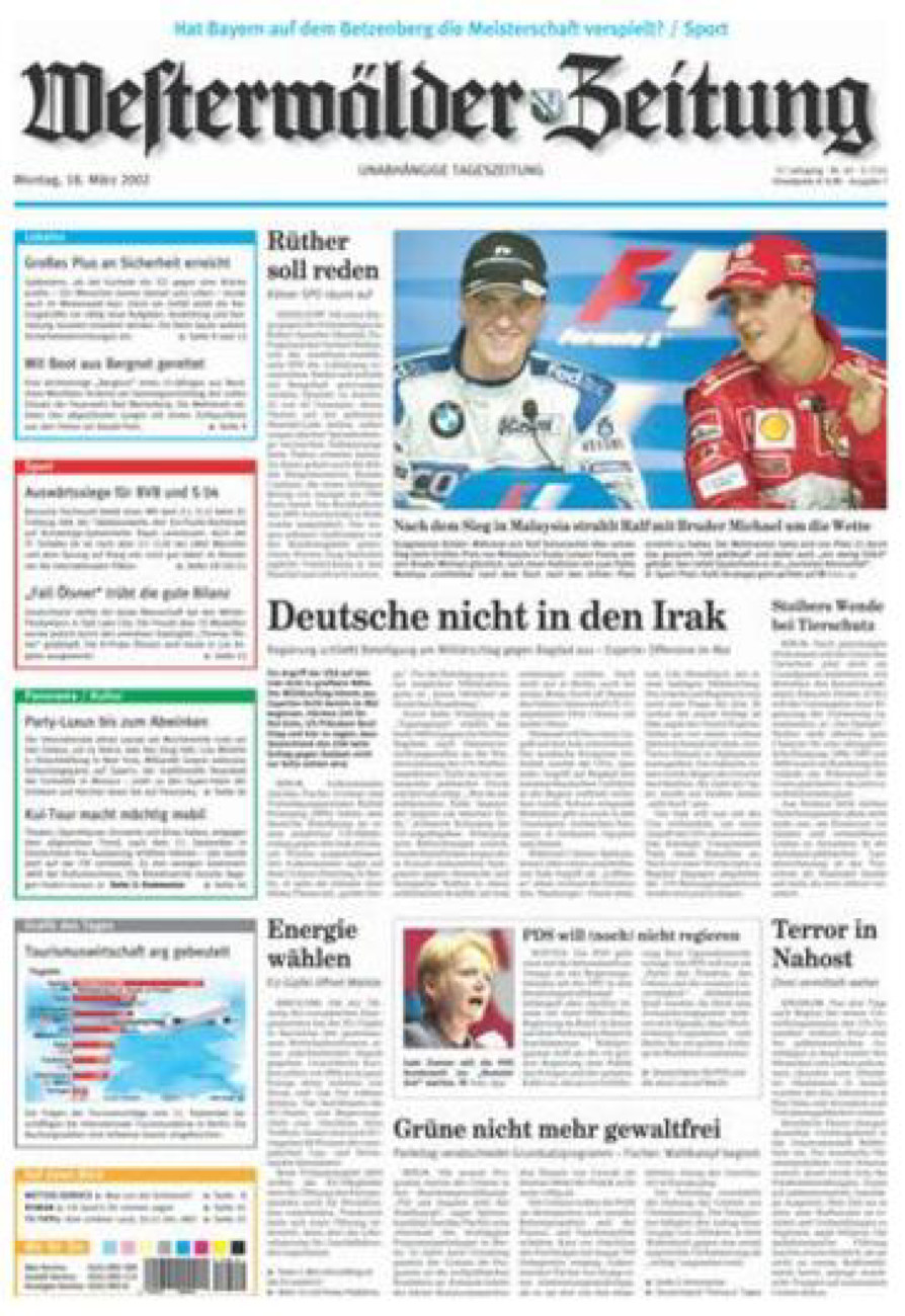 Westerwälder Zeitung vom Montag, 18.03.2002