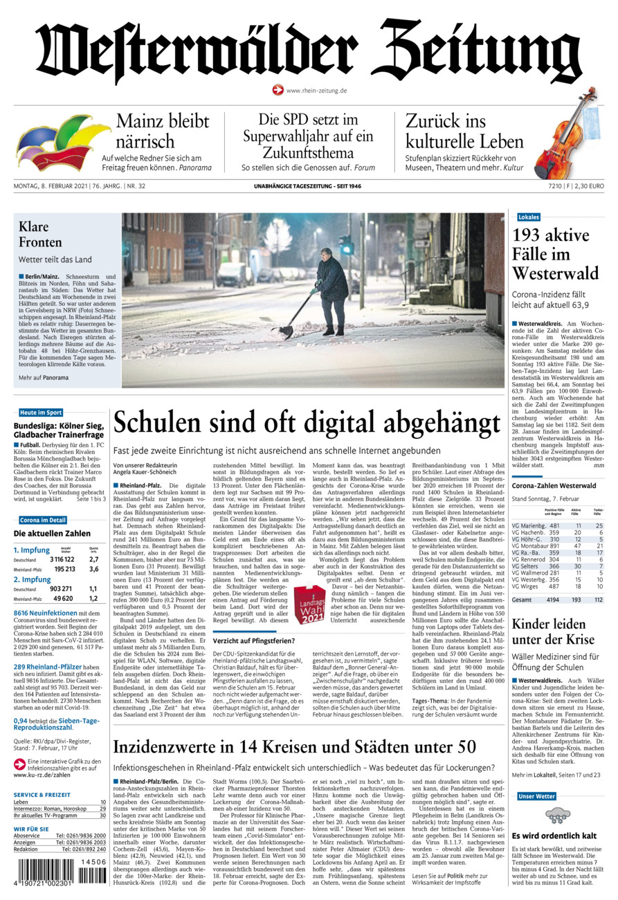 Westerwälder Zeitung vom Montag, 08.02.2021