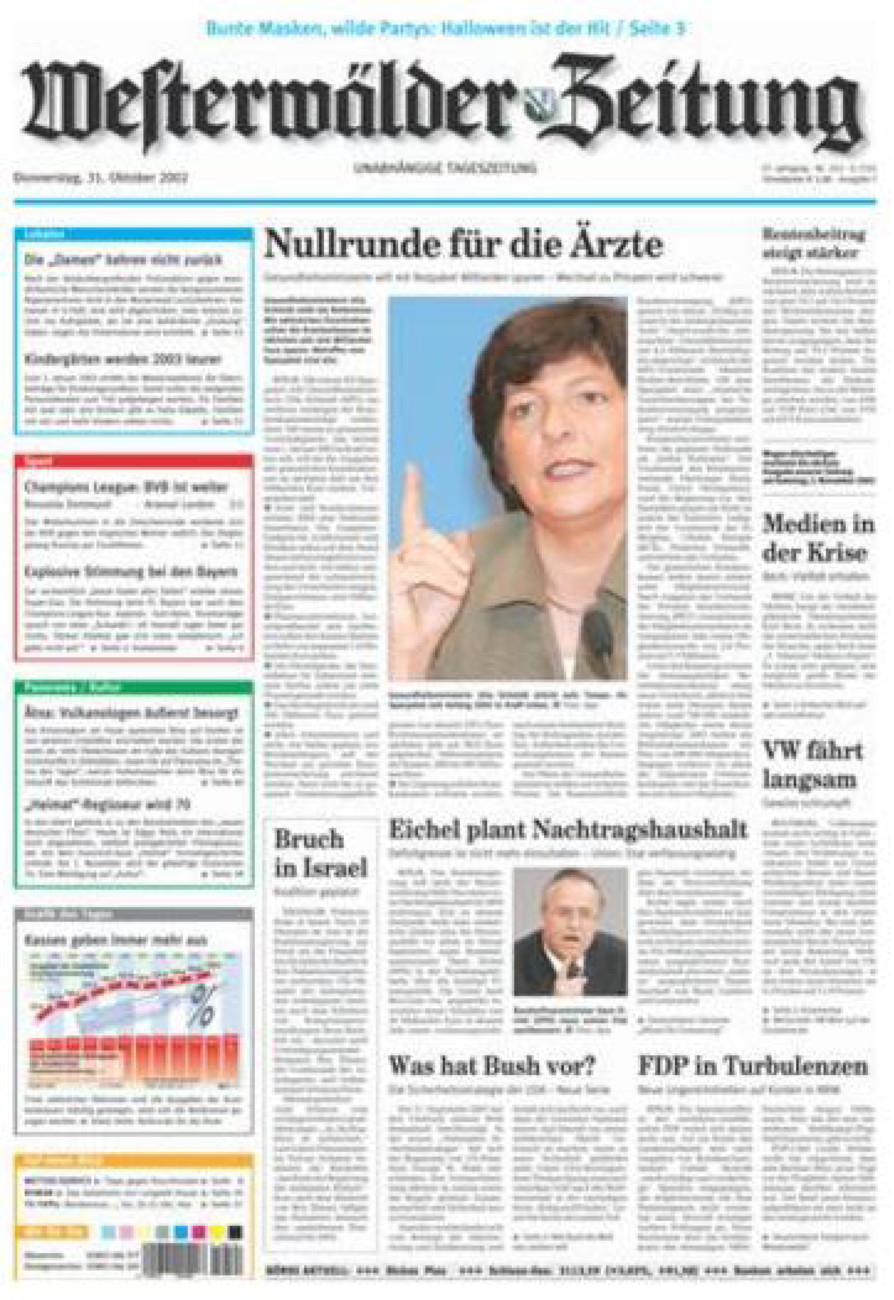 Westerwälder Zeitung vom Donnerstag, 31.10.2002