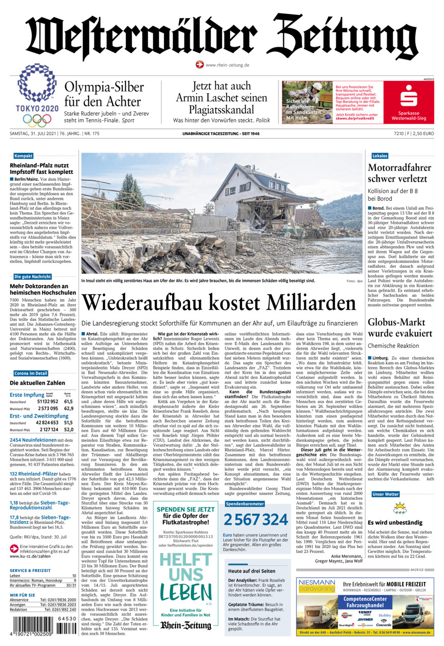 Westerwälder Zeitung vom Samstag, 31.07.2021