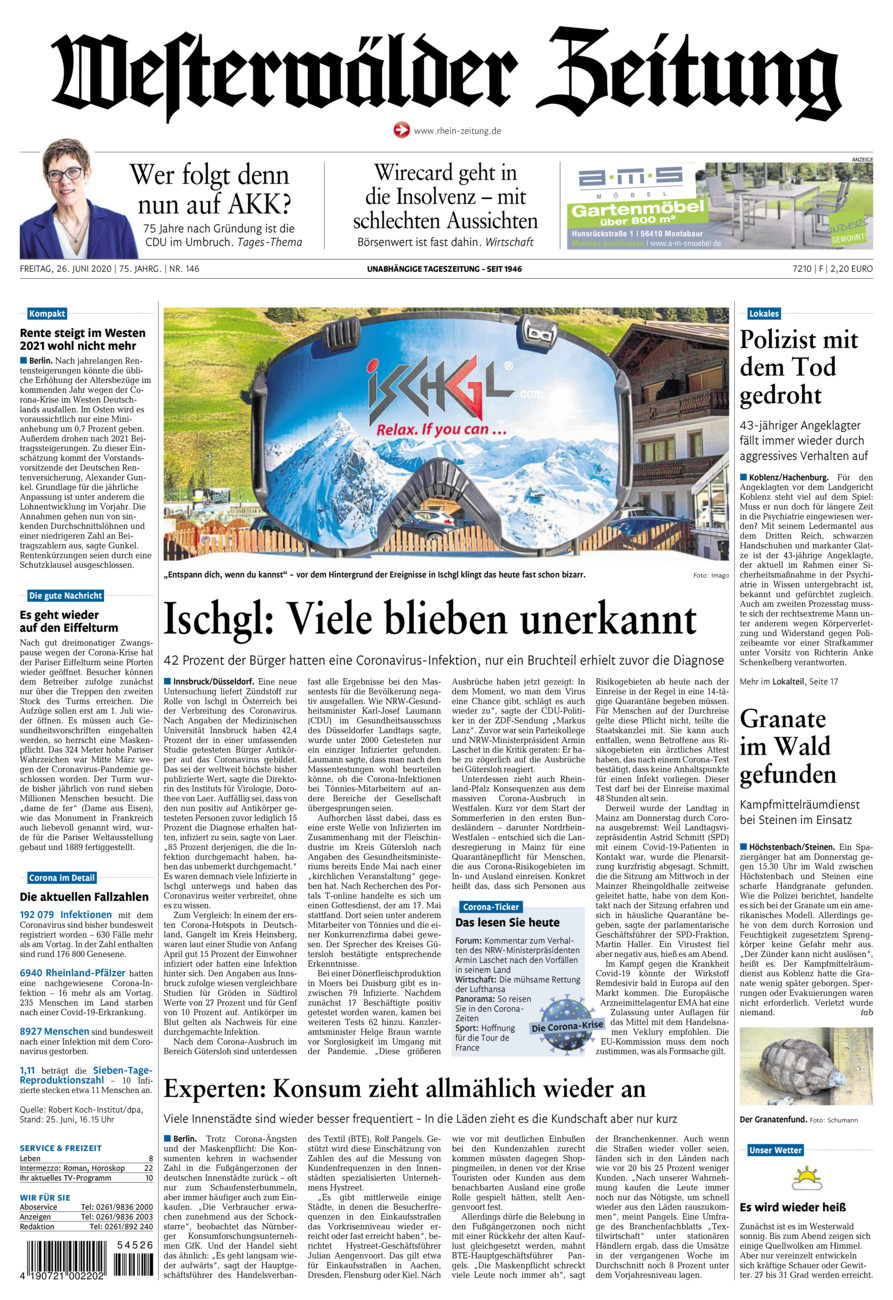 Westerwälder Zeitung vom Freitag, 26.06.2020