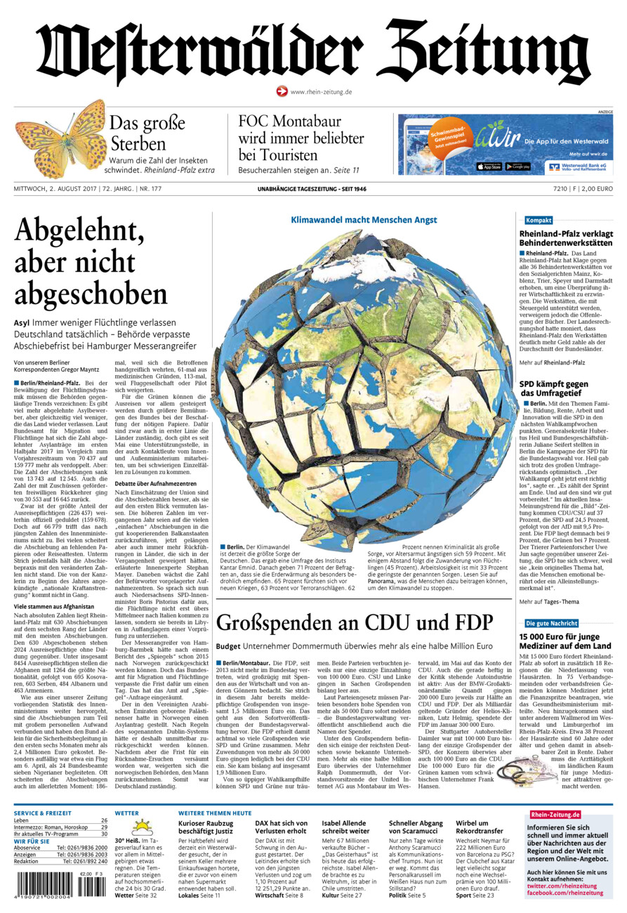 Westerwälder Zeitung vom Mittwoch, 02.08.2017