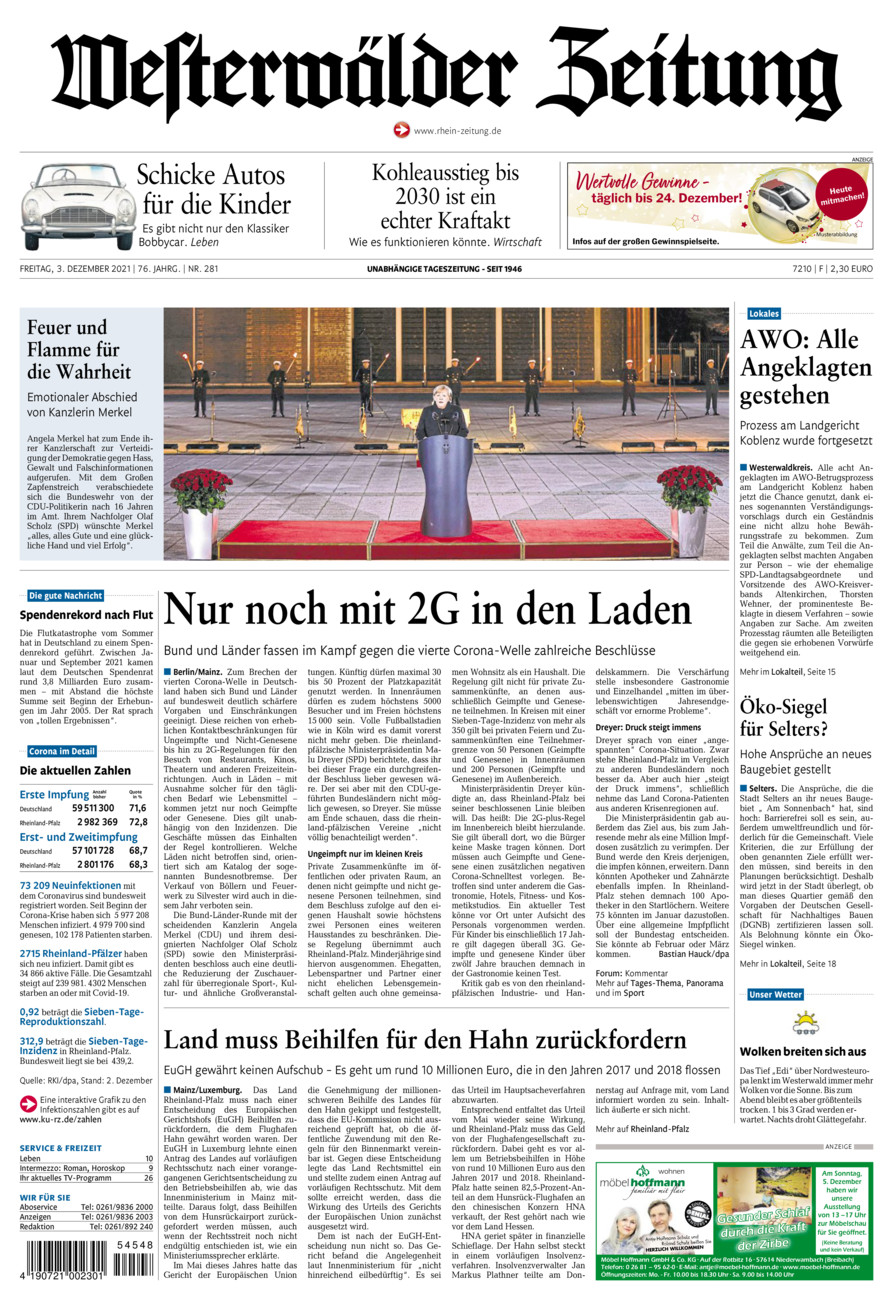 Westerwälder Zeitung vom Freitag, 03.12.2021