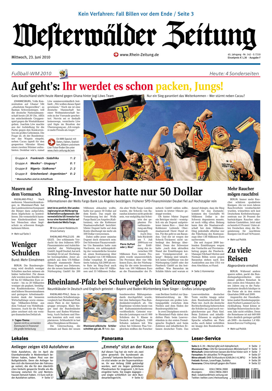 Westerwälder Zeitung vom Mittwoch, 23.06.2010