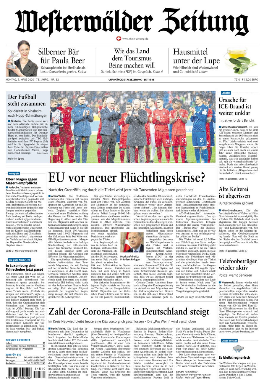 Westerwälder Zeitung vom Montag, 02.03.2020