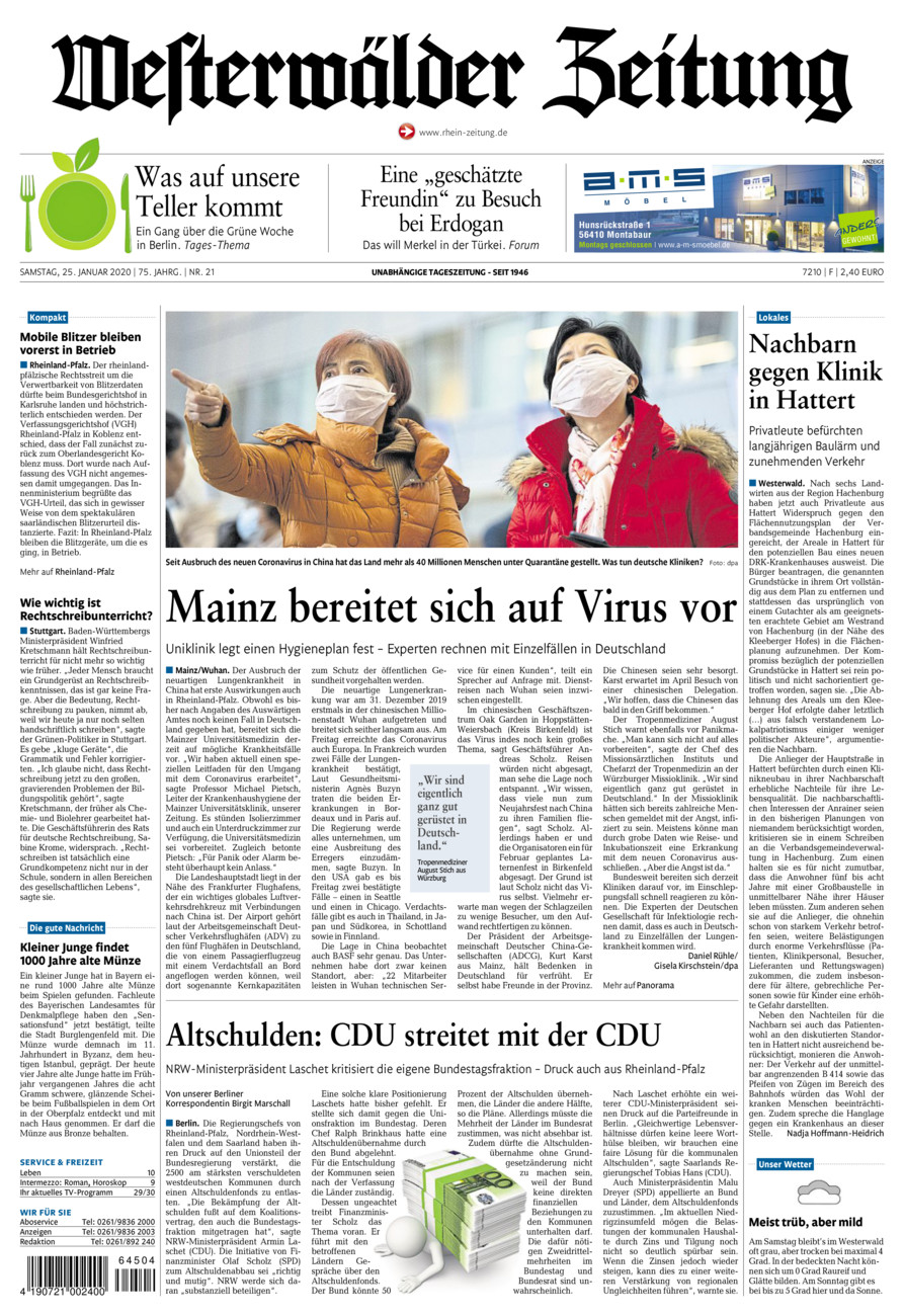 Westerwälder Zeitung vom Samstag, 25.01.2020