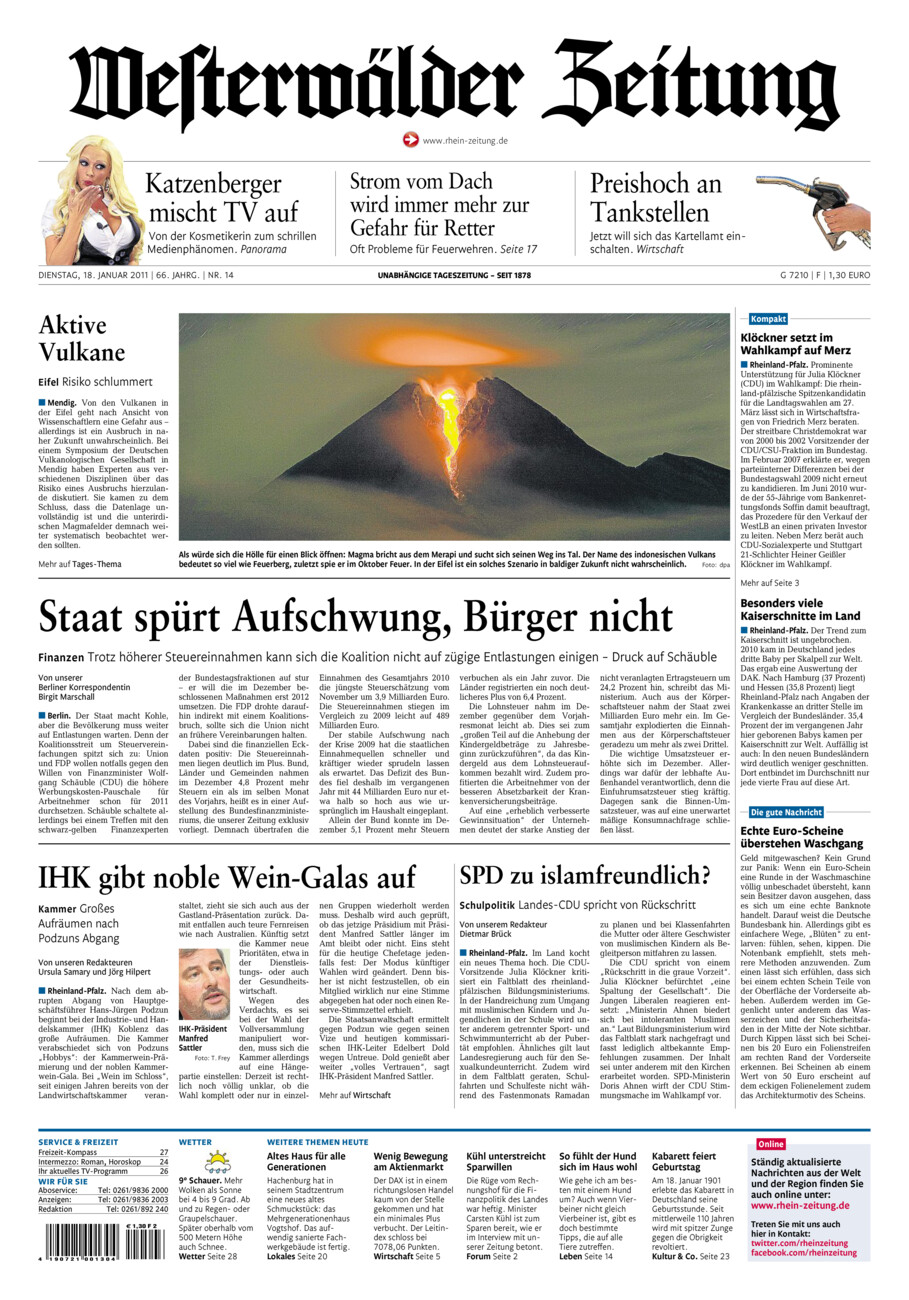 Westerwälder Zeitung vom Dienstag, 18.01.2011