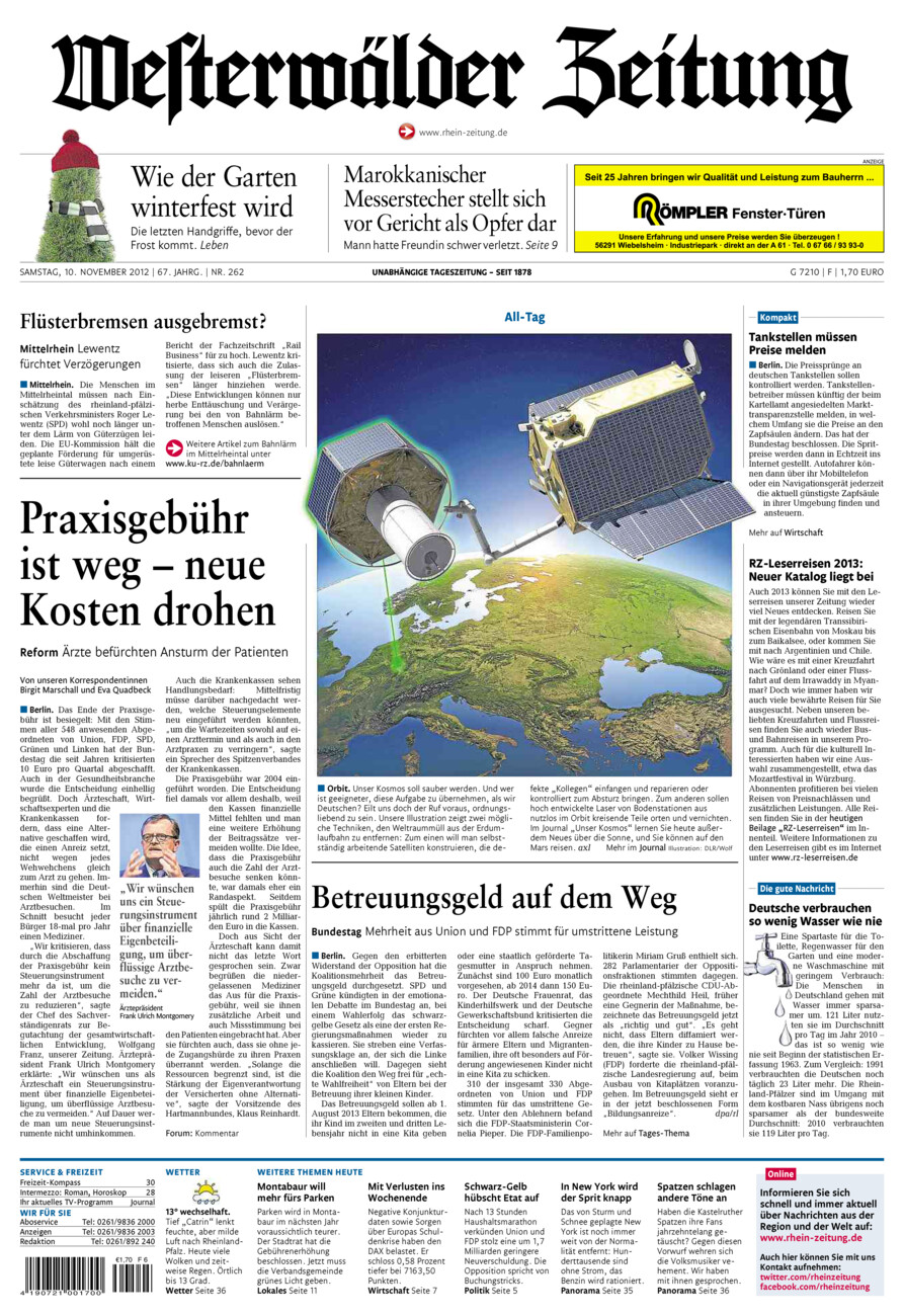 Westerwälder Zeitung vom Samstag, 10.11.2012