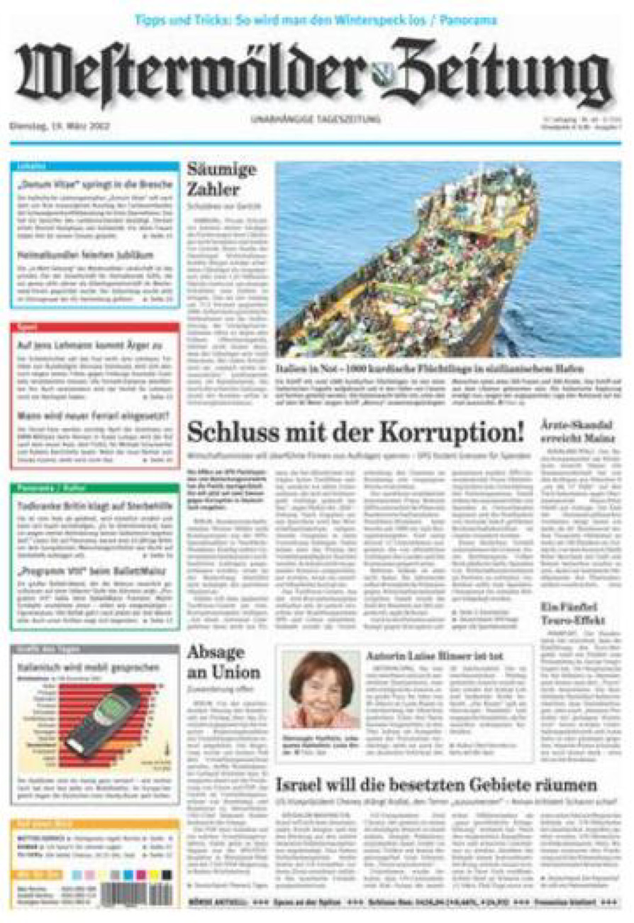 Westerwälder Zeitung vom Dienstag, 19.03.2002