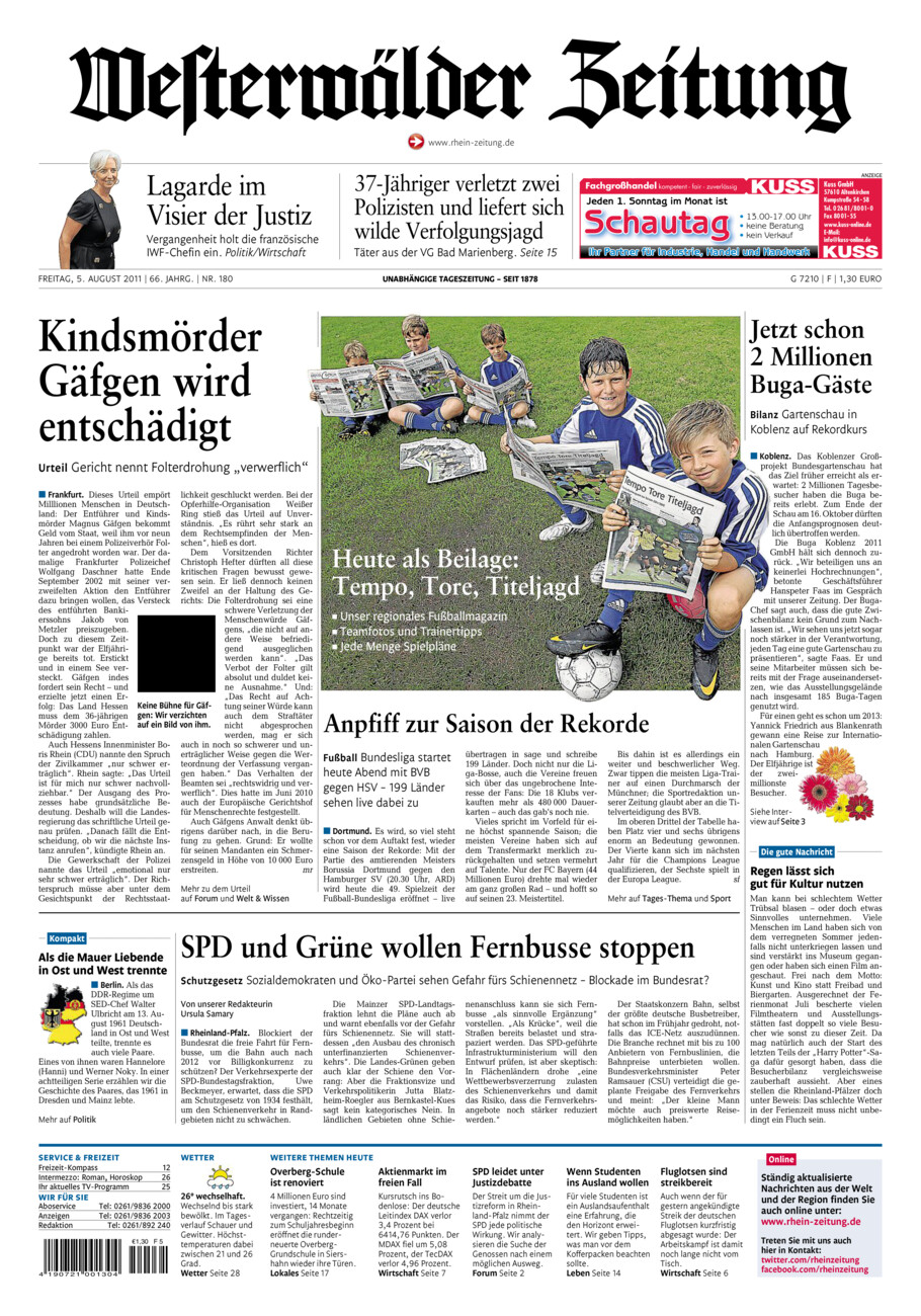 Westerwälder Zeitung vom Freitag, 05.08.2011