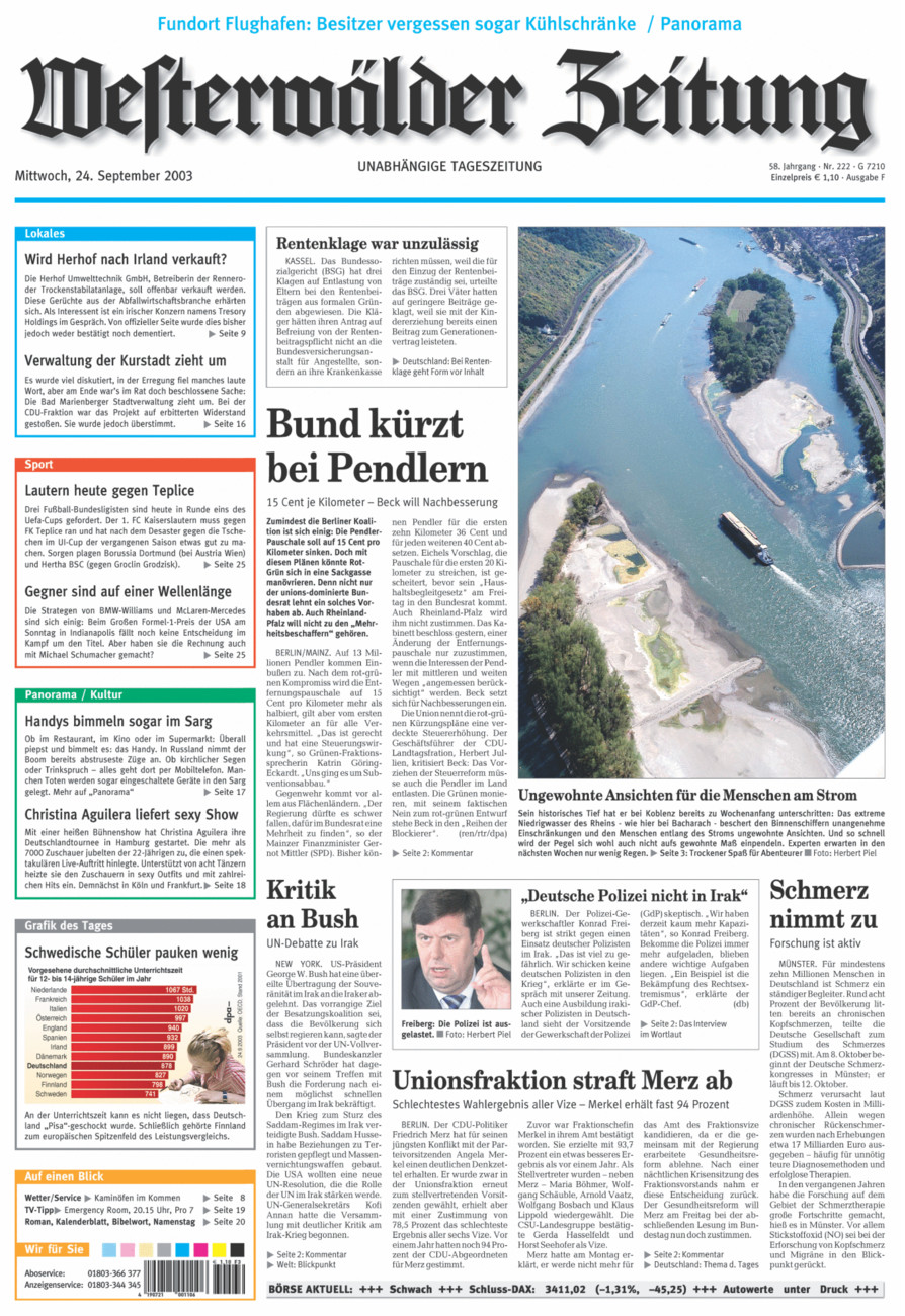 Westerwälder Zeitung vom Mittwoch, 24.09.2003