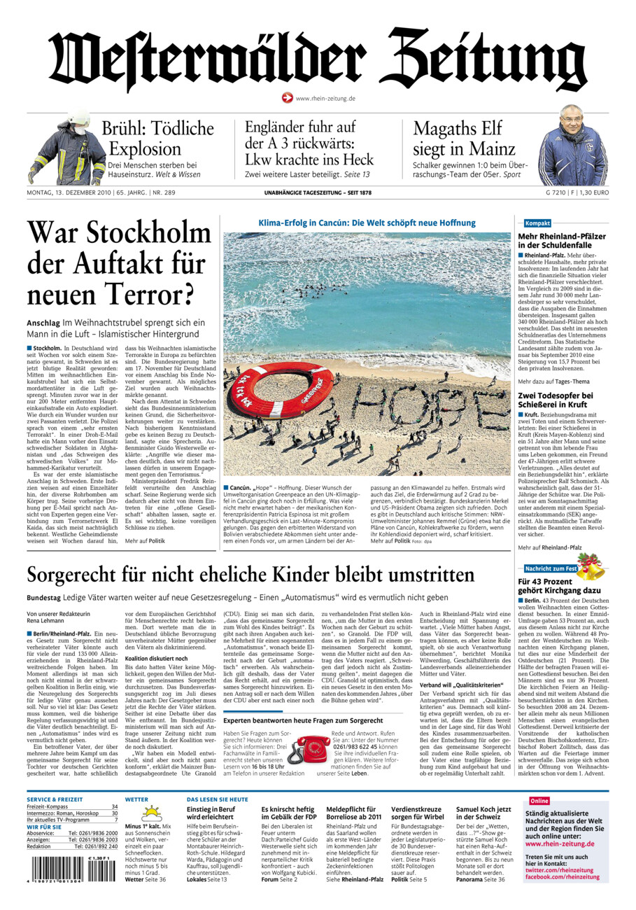Westerwälder Zeitung vom Montag, 13.12.2010