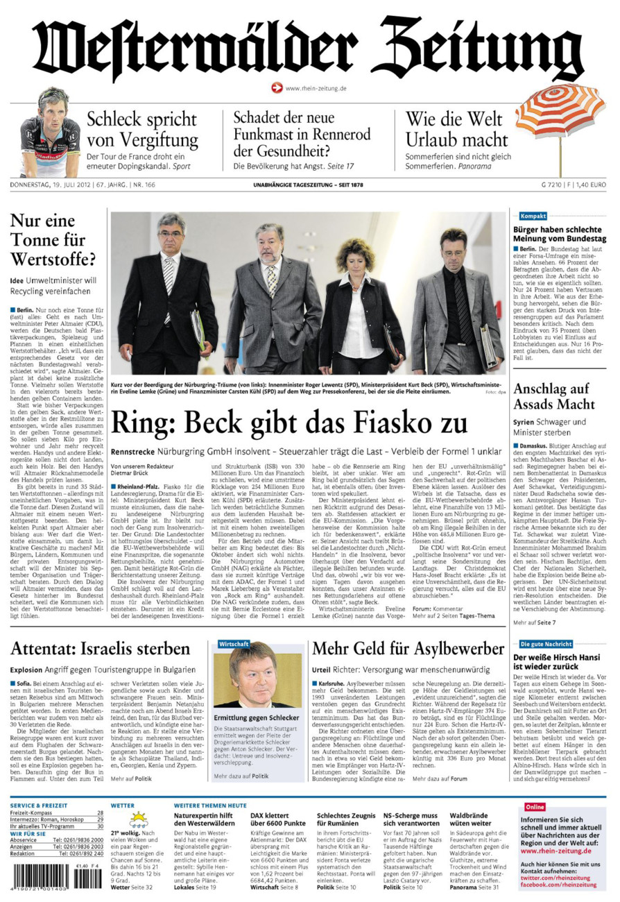 Westerwälder Zeitung vom Donnerstag, 19.07.2012
