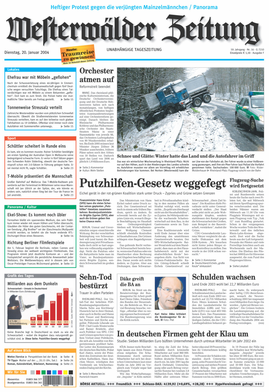Westerwälder Zeitung vom Dienstag, 20.01.2004